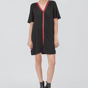 Zara TRF A-Line Contrast Stripe Mini Dress V-Neck - Size Small